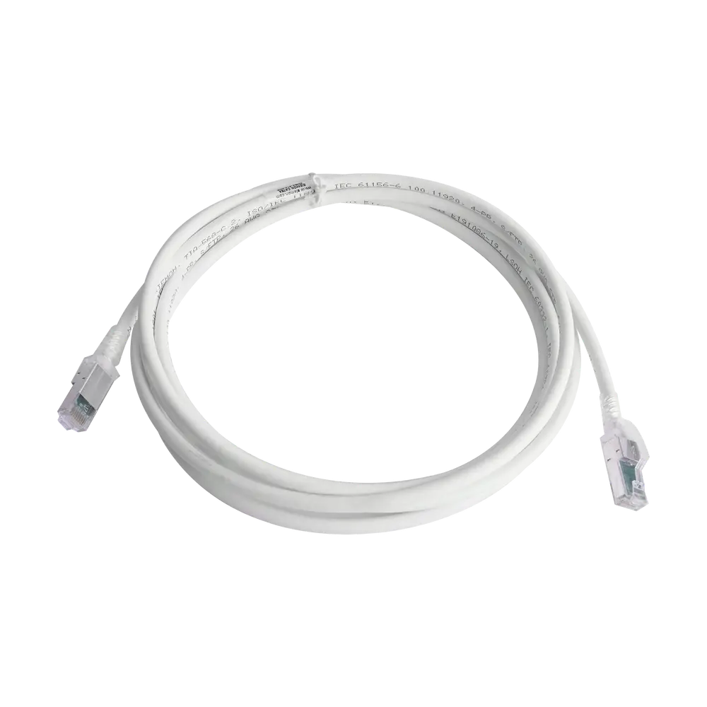 ZM6A-S01M-02 ,Patch Cord,RJ45,RJ45,Category 6A,S/FTP,T568A/B,Stranded,CM/LSOH-1,White Cable,Clear Boot,1MT
