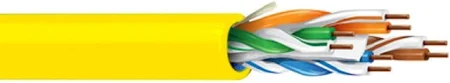 2412 0042000 Category 6+ Enhanced Premise Horizontal Cable (350MHz), 4 Pair, 23 AWG Solid Bare Copper Conductors, U/UTP, Riser-CMR, PVC Jacket yellow