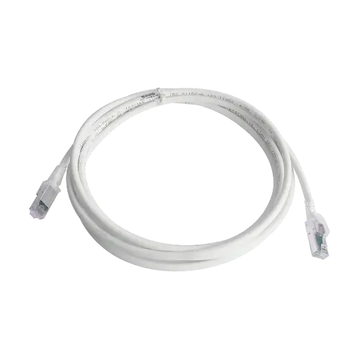 ZM6A-S01M-02 ,Patch Cord,RJ45,RJ45,Category 6A,S/FTP,T568A/B,Stranded,CM/LSOH-1,White Cable,Clear Boot,1MT